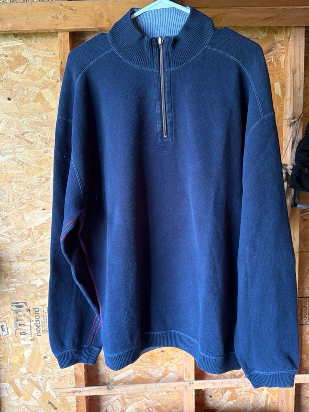 Tommy Bahama Navy Half-Zip Pullover with Subtle Red Accent